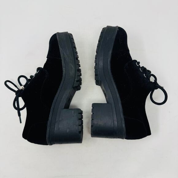 Urban Outfitters Black Velvet Lace-Up Chunky Platform Heels 90s Y2K Style Size 7 - Picture 12 of 14